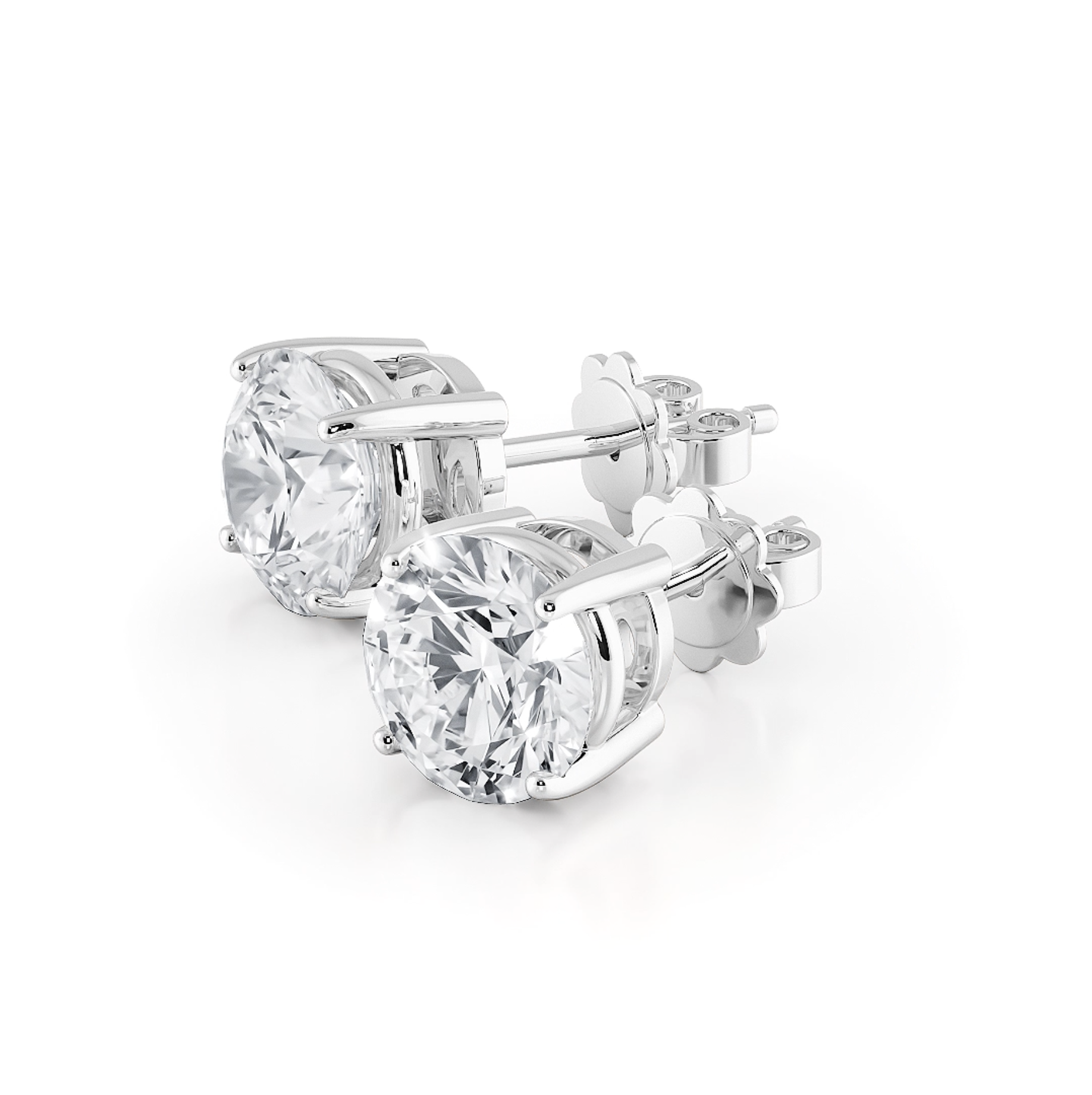 18K金四爪圓形培育鑽石耳環（共3卡）